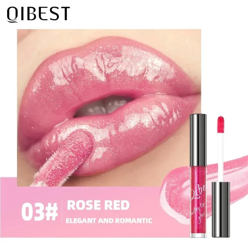 Shimmering Taro Purple Lip Gloss Moisturizing Plumping Gold Sparkle Lip Gloss Glassy Jelly Shine Liquid Lipstick for Sexy Makeup
