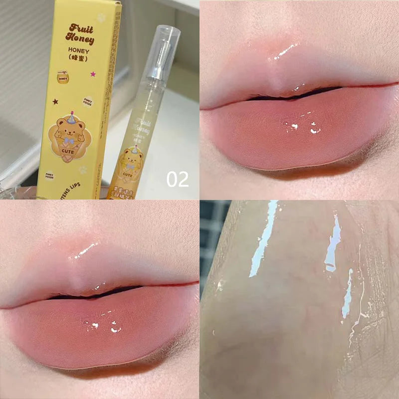 Pinkyfocus Fruit Honey Brightening Lip Essence Oil - Moisturizing, Anti-Dry & Crack, Conceals Lip Lines for Plump Lips