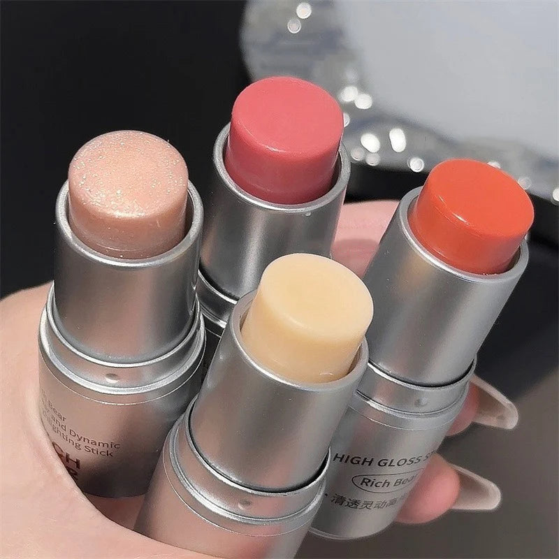 1Pc Highlighter Stick Iilluminator Makeup Shimmer Brightening Face Contour Natural Water Light Orange Blush Stick Makeup Woman