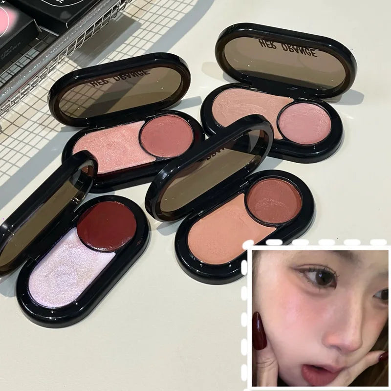 Herorange Crimson Shadow Dual-Color Multi-Use Cream Has a Fine Texture, Long-Lasting Color, Natural Nude Makeup, Pearlescent Matte Highlighter Blush Cosmetics