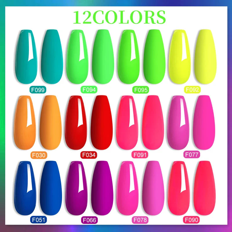 LILYCUTE Fluorescent Nail Gel Polish Orange Red Neon Bright Color Summer Series Soak Off For Manicure Nail Art UV Gel Varnish