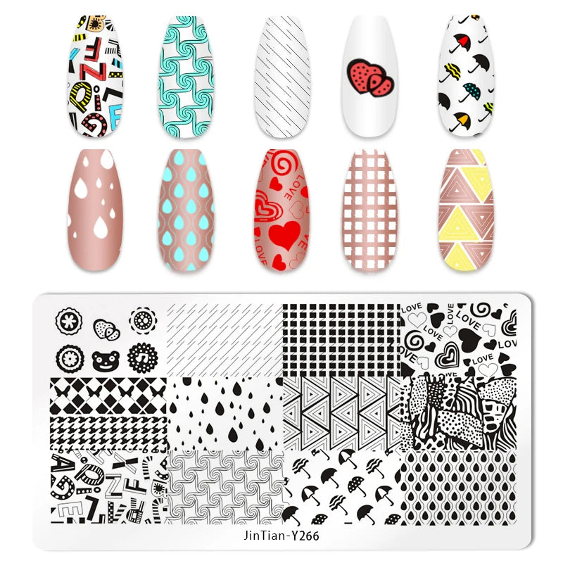 Valentine's Day Nail Stamping Plates Rose Flower Love Theme Nail Art Plate Stainless Steel Halloween Nail Design Stencil Tools