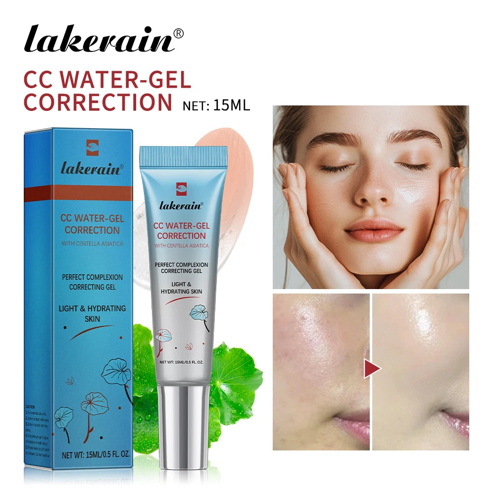 Lakerain CC Correcting Cream Brighten Water-gel Red Correction 3 Functions Cover Blemishes CC Cream Women Face Base Makeup