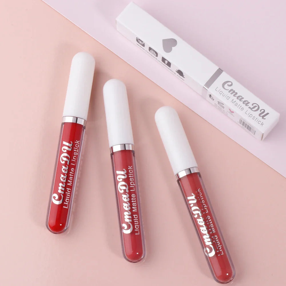 CmaaDu 1 Pcs Matte Lip Gloss Liquid Lipstick- Lip Stains with Long-Lasting Waterproof, Adult Age Range, Red Tones Easy to Color