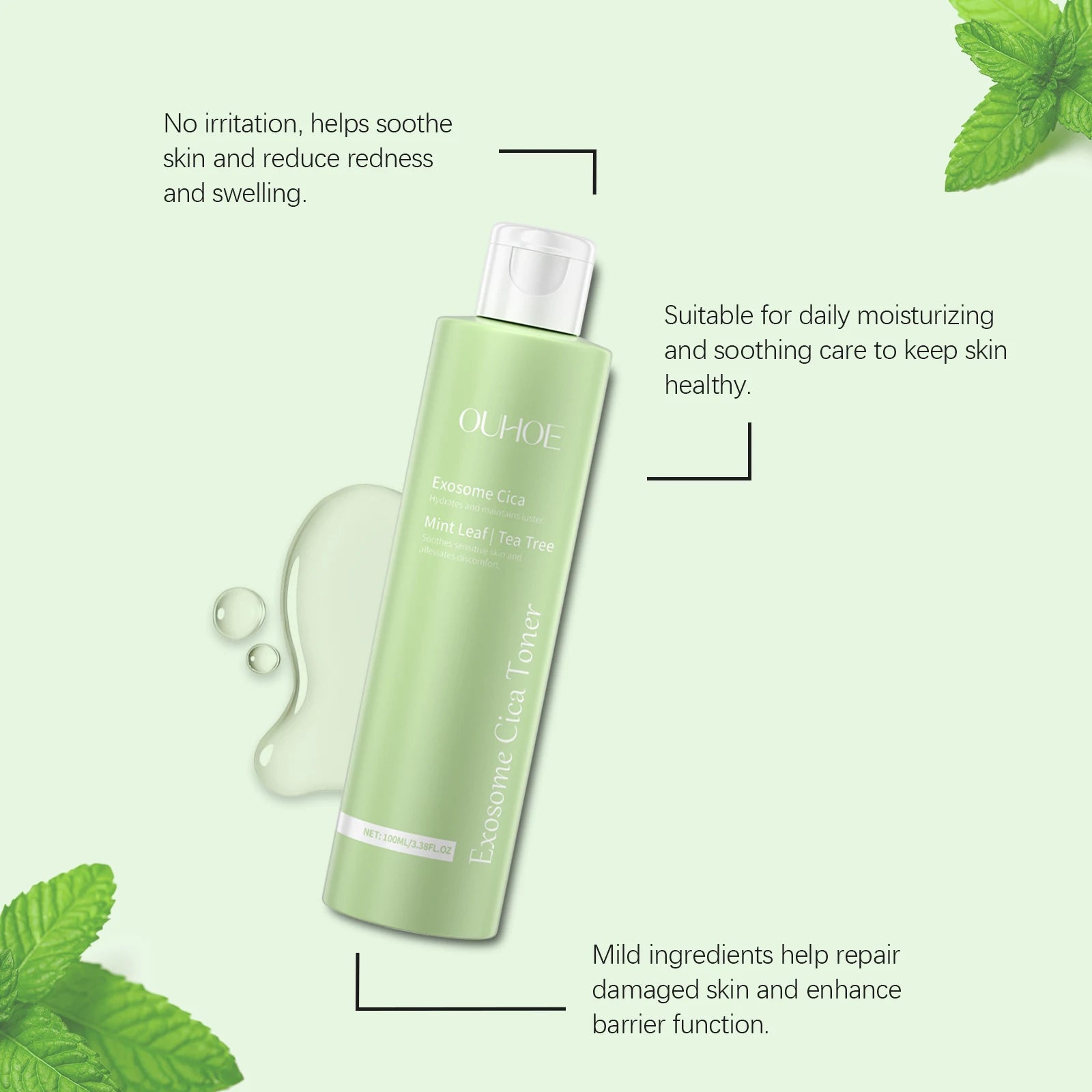 Centella Asiatica Facial Toner Daily Hydrating & Soothing Skin Care, Moisture Lock Repair Water for Sensitive Skin Facial Esse