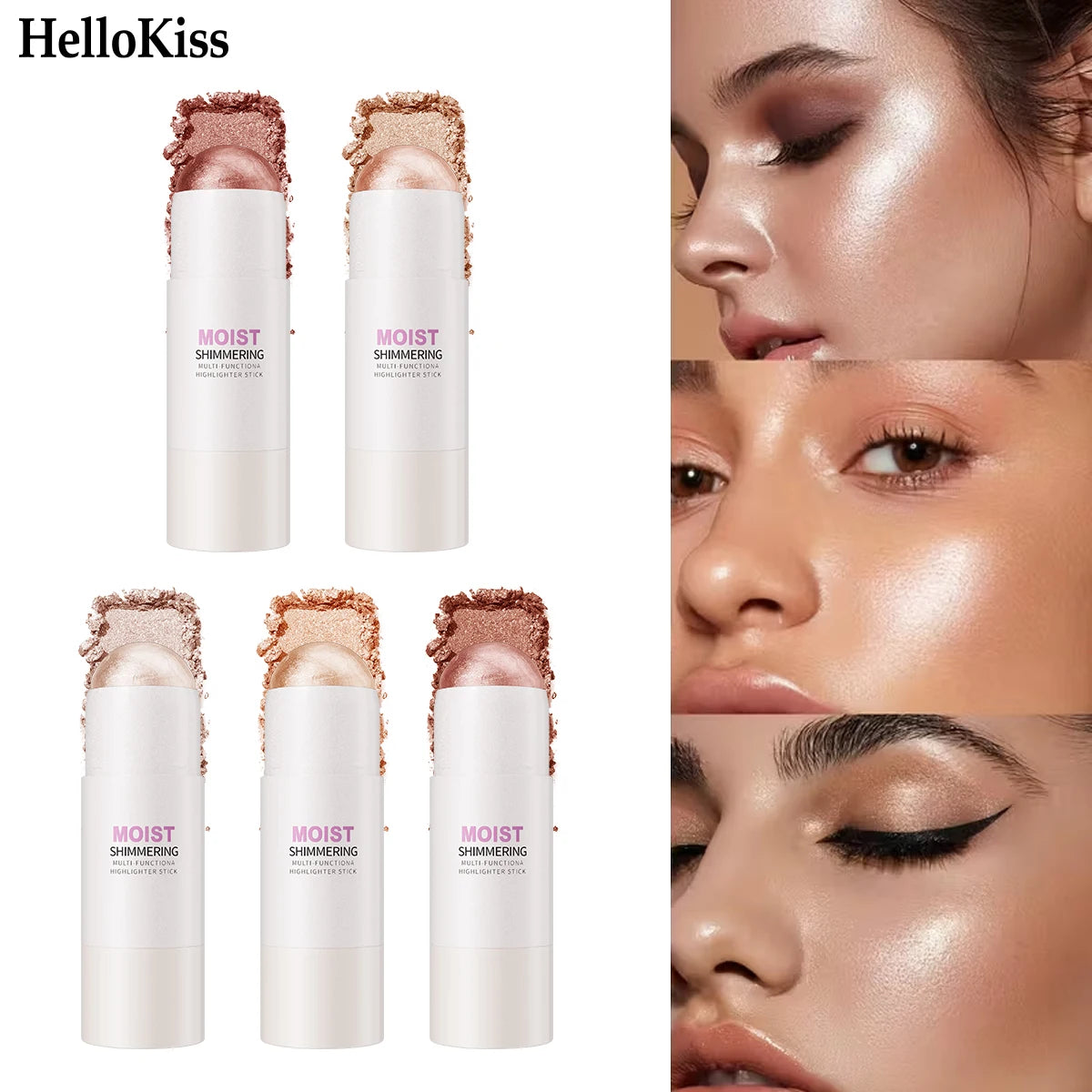 5 Colors 3D Face Brighten Highlighter Bar Cosmetic Face Contour Bronzer Shimmer Highlighter Stick Concealer Cream Makeup tool