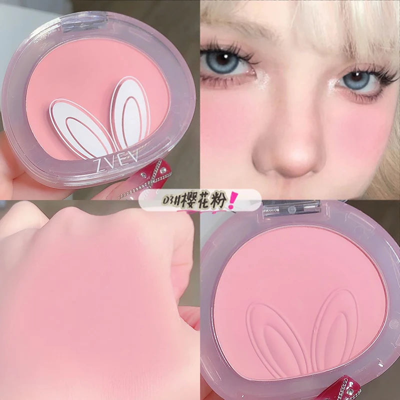 Long ears Monochrome blush white matte cosmetics vitality girl nude makeup natural smudge monochrome blush plate