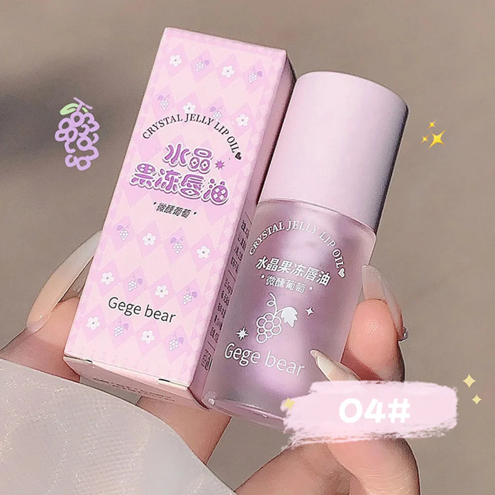 Gege Bear Crystal Jelly Fruit Lip Oil Peach Grape Avacado Hydrating Moisturizing Nourishing And Lightening Lips Line