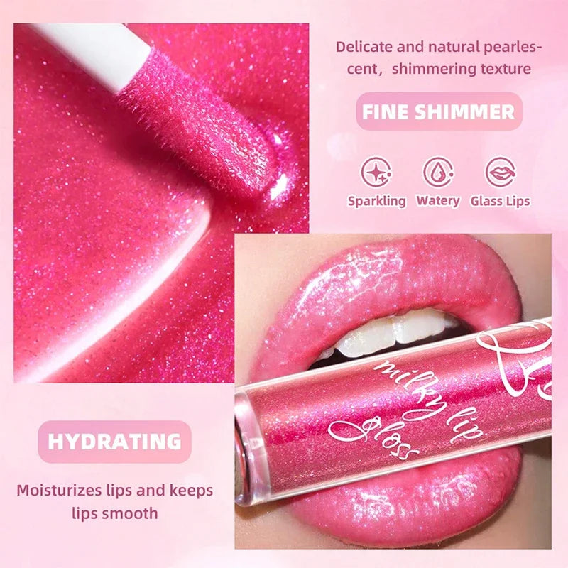 Shimmering Taro Purple Lip Gloss Moisturizing Plumping Gold Sparkle Lip Gloss Glassy Jelly Shine Liquid Lipstick for Sexy Makeup