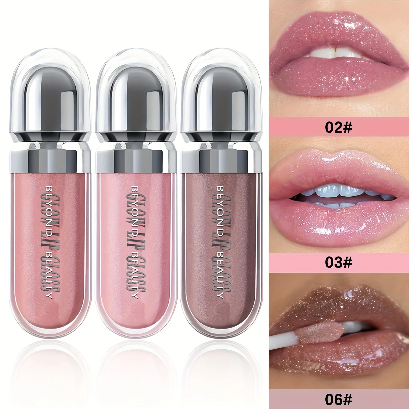 3 PCS Shimmer Moisturizing Lip Gloss, Honey Lip Gloss Essence Non-sticky & Ultra Shine Lip Stain,Lasting Tint Fine Shimmer