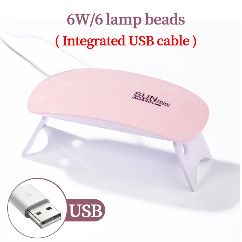 YIKOOLIN Mini Mouse Gel Nails 6W Polish Drying Lamp Portable 6 LED UV Manicure Lamp Home USB Nail Phototherapy Machine