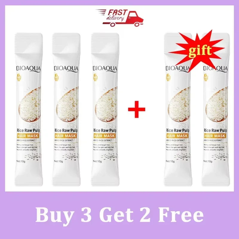 Rice Magical Keratin Hair Mask 5 Seconds Repair Damaged Frizzy Hairs Soft Smooth Shiny Moisturizing Nourish Hair Root Care