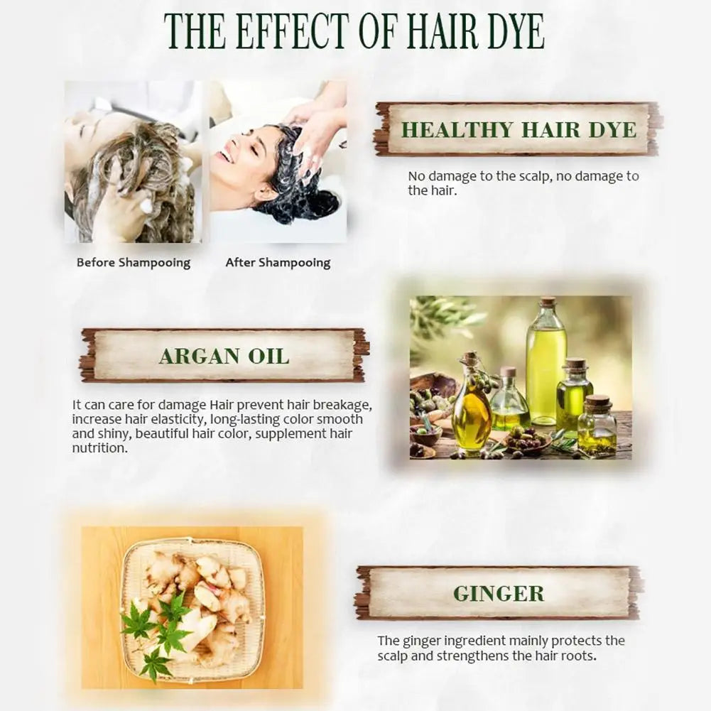 3-in-1 Collagen Argan Oil Shampoo Long-Lasting Black Hair Dye Shampoo for Men Women Nourishes Colors Gray Hair, 500ml Formula