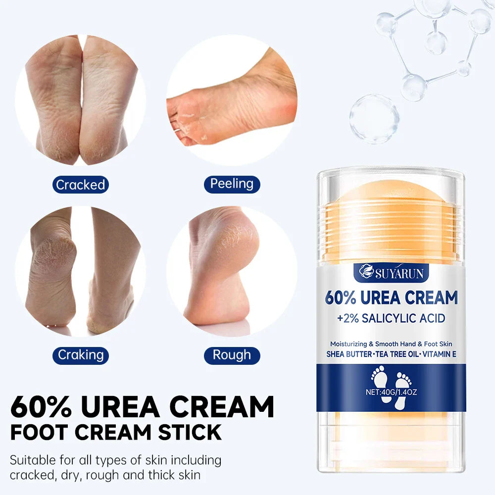 SUYARUN 60% Urea Foot Cream Stick - Moisturizing & Exfoliating, Cracked Heel Repair, Deep Hydration for Dry Feet, Long protect.