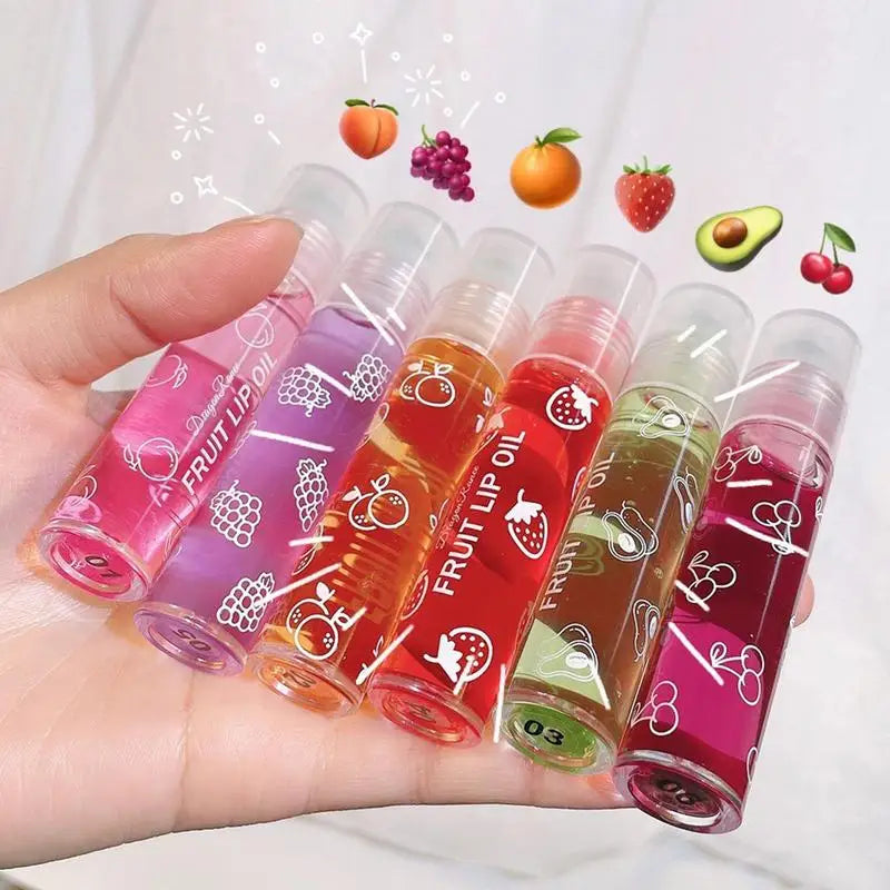 Transparent Hydrating Lip Gloss Fruit Roll-on Balm Lip Makeup Gloss Oil Primer Moisturizing Clear Lip Oil Long Lasting Cosmetics