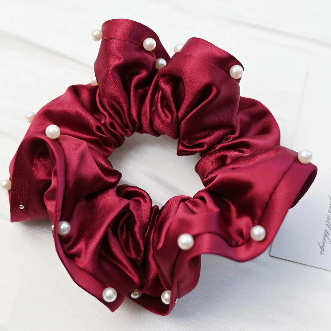 Scrunchies for Hair New Fashion Luxury Satin Silk Hair Loop Bud Shaped HairTies Hair Scrunch for Girls Headwear
