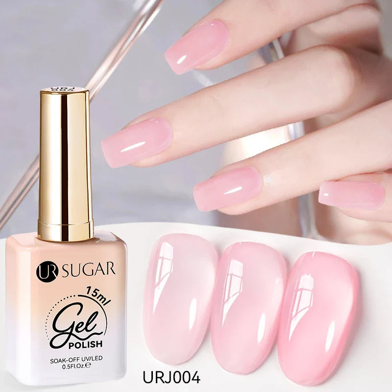 UR SUGAR 15ml Jelly Nude Gel Nail Polish Light Pink Translucent Color Soak Off UV LED Gel Varnish Nail Art DIY Fashion Manicure