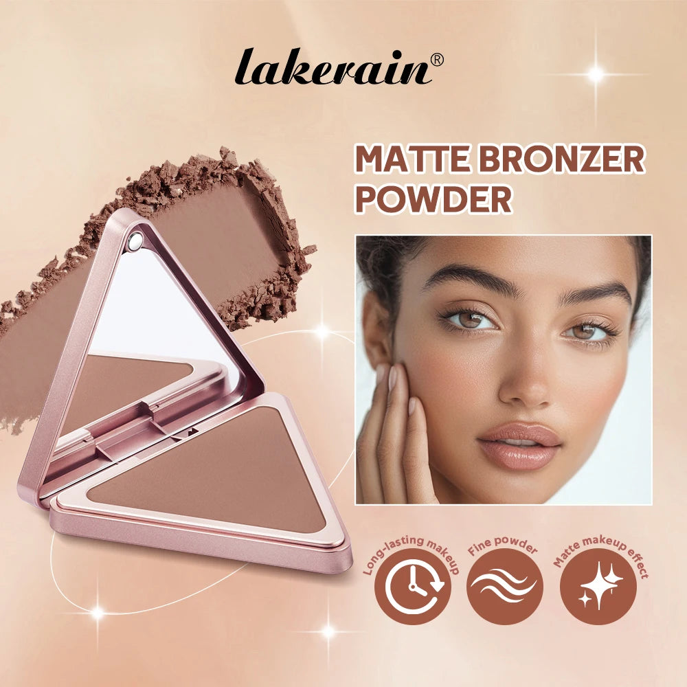 Lakerain Matte Bronzer Powder Long Lasting Makeup Effect Waterproof Sweatproof Setting Powder Oil Control Bronzer Face Makeup
