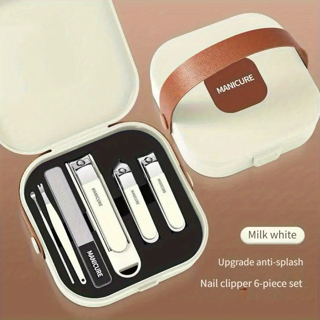 Upgraded Anti-Splash Nail Clipper Set 8-Piece - Stainless Steel Manicure Kit with Portable Case, Sharp Durable Tools for Men & W