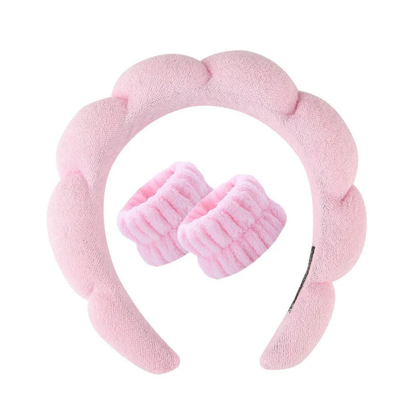 3Pcs Set for Women Washing and Bathing Cloud Sponge and Makeup Removal Headbands