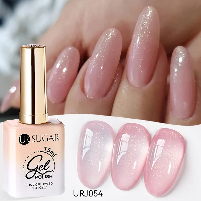 UR SUGAR 15ml Jelly Nude Gel Nail Polish Light Pink Translucent Color Soak Off UV LED Gel Varnish Nail Art DIY Fashion Manicure