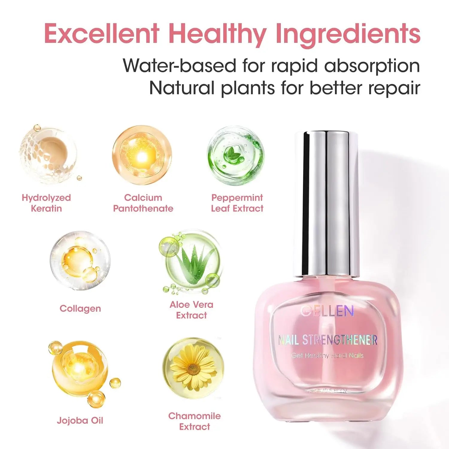 GELLEN 8 in 1 Nail Strengthener Hardener Serum 15ml Repair Weak Brittle Nails Fast Air Dry Cherry Blossom Scent Women Manicure