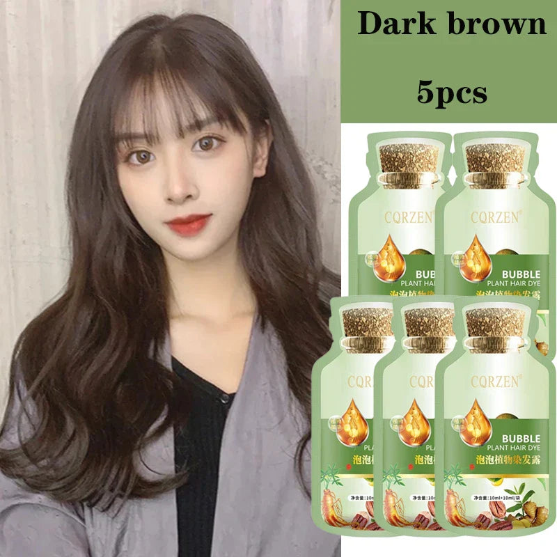 Pure Natural Herbal Hair Dye Shampoo Change Hair Color Cover Gray Hair White Hair Treatment Bubble Plant Hair Dye Hair Care