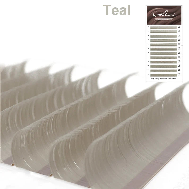 NATUHANA Dark Colored Eyelashes Extension Individual Natural False Mink Colorful Eyelash Grey Blue Color Lashes for Party Makeup