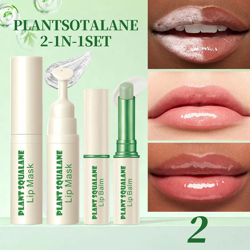 Dk'De Lip Balm+Lip Mask 2in1 Set | Moisturizing, Soothing, and Long-Lasting Hydration | 3 Colors Available for Selection | Night Repair Lip Wrinkle Reduction | Daytime Lip Care to Prevent Chapped Lips