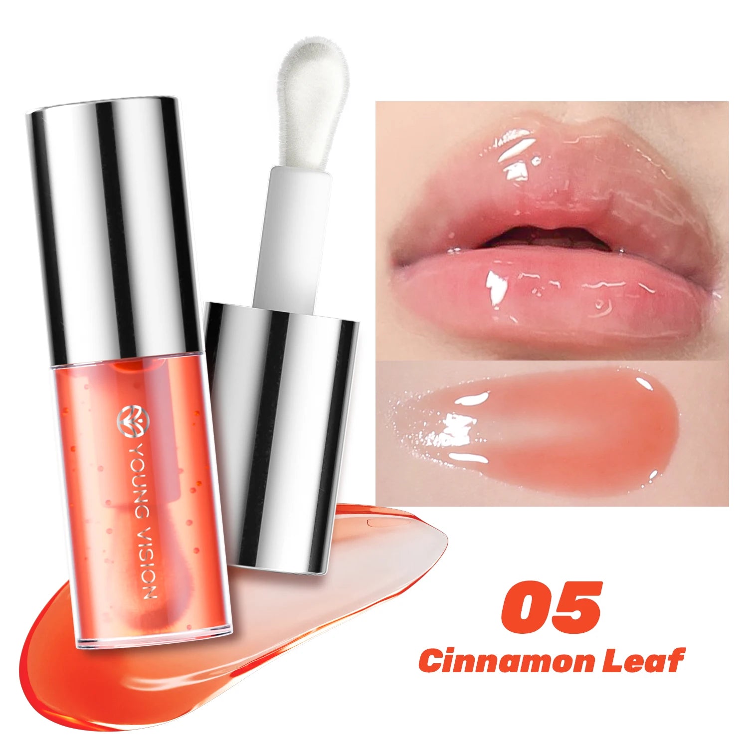 Mirror-like, moisturizing glass lip gloss with long-lasting, clear, plumping, and lip line-reducing properties. Lip gloss.