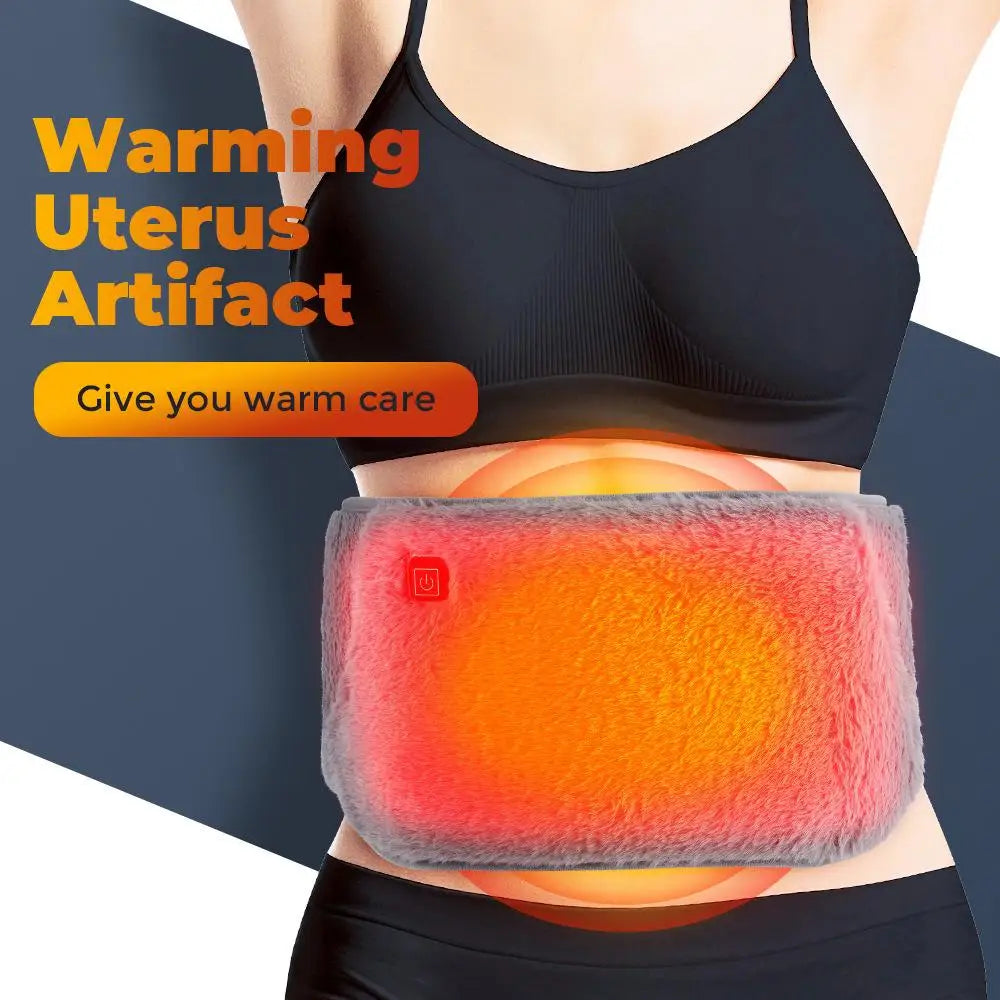 3 Levels Electric Graphene Heating Pad Rechargeable Uterine Belt Soft Crystal Velvet Hand Waist Abdominal Warmer For Period