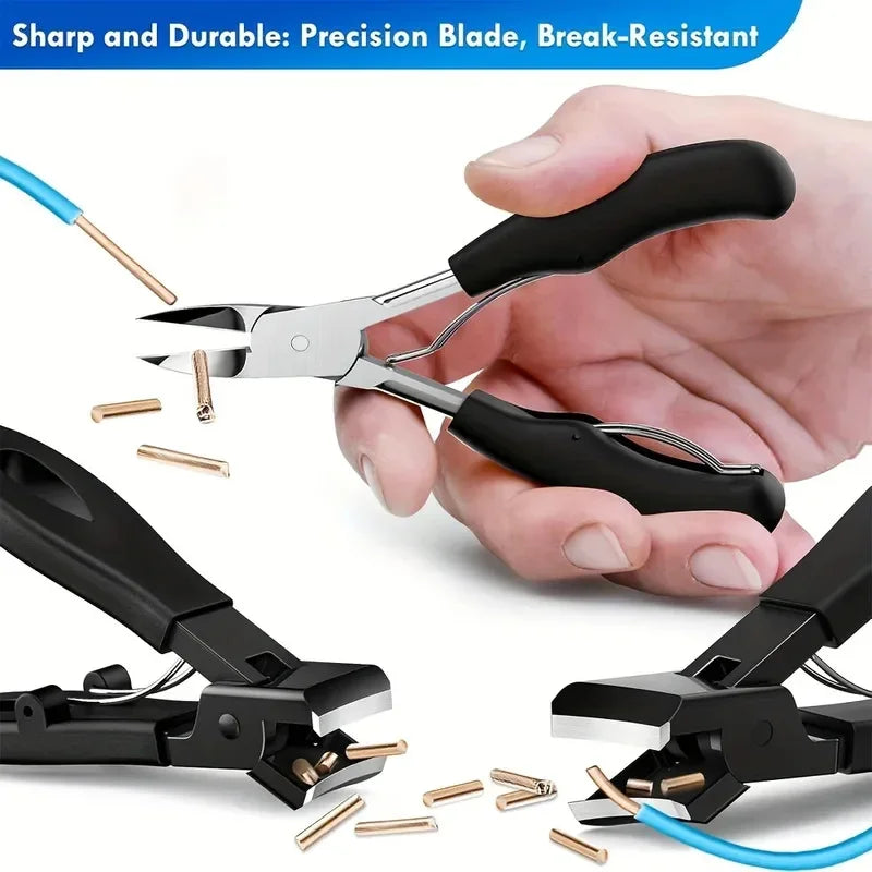 1/3/4/5pcs Stainless Steel Toenail Clippers Set with Ergonomic Handle,Includes Wide Mouth Angled Scissors,Nail File Cuticle Tool