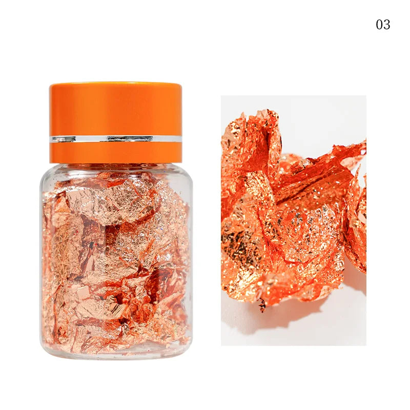 3 Bottle 3-Color Gold Foil Nail Glitter Flakes Broken Gold Foil Nail Sequins Decoration Gold Aluminum Foil Nail Shimmer Flakes