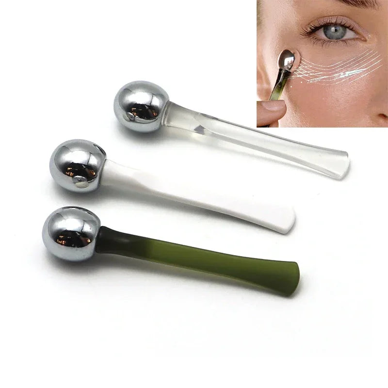 Eye Massage Roller Eye Cream Stick Applicator Cosmetic Spatula Anti Wrinkle Dark Circles Facial Spoon Gold Alloy Face Massager