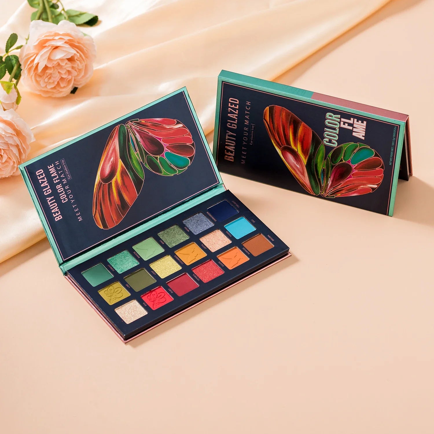 Butterfly 18 Color Eyeshadow Palette, Natural Matte Shimmer Metallic Satin Finish Eyeshadow, Charming Nude Makeup Tray