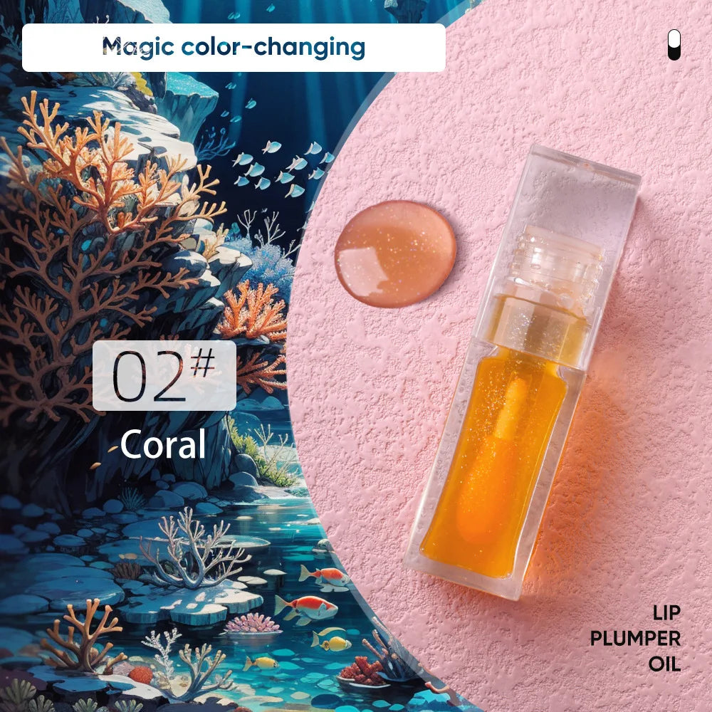Magic Lip Oil Color Changing Lip Care Plumper Long lasting Moisturizing Cruelty Free Vegan Glitter Lipgloss Custom Logo 5pcs