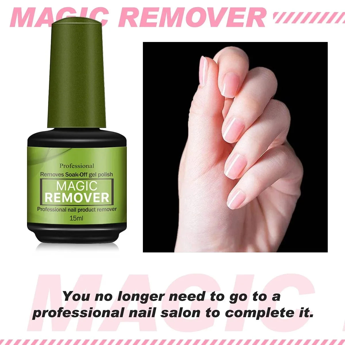 Magic Fast Nail Gel Polish Remover Clean UV Soak Off Semi Permanent Varnish Nail Art Removal Tools Manicure Cleaning Agent 15ml