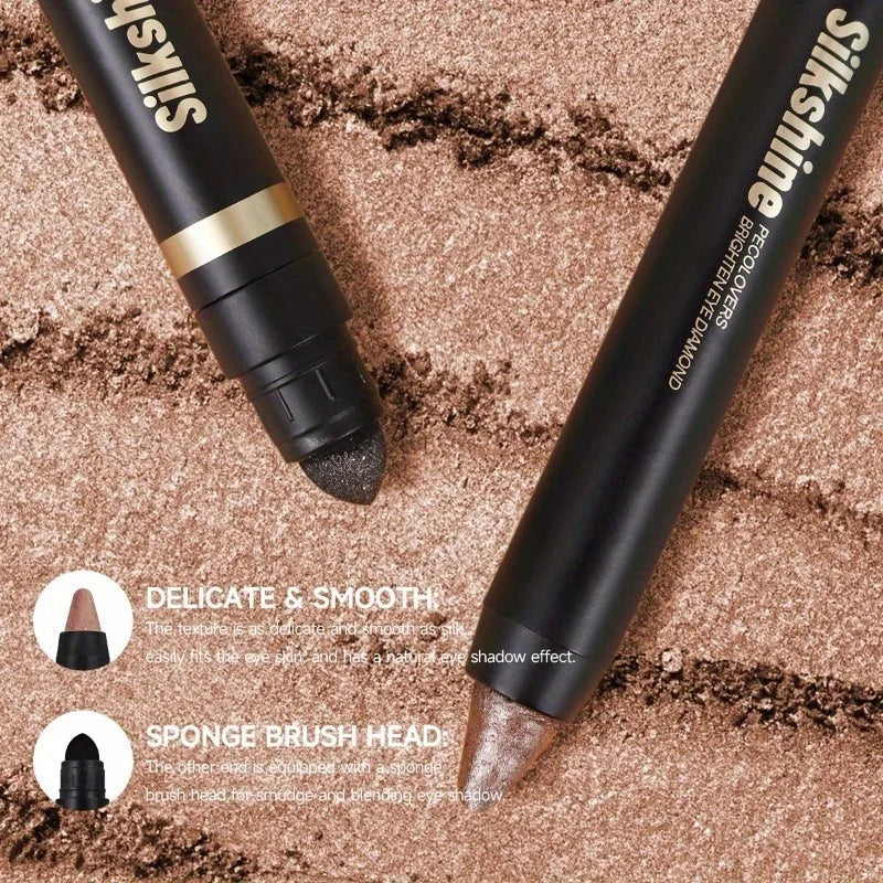 Metallic Glitter Eyeshadow Stick Matte Waterproof Shimmer Lying Silkworm Long Lasting High Gloss Pearlescent Eyeshadow Pen