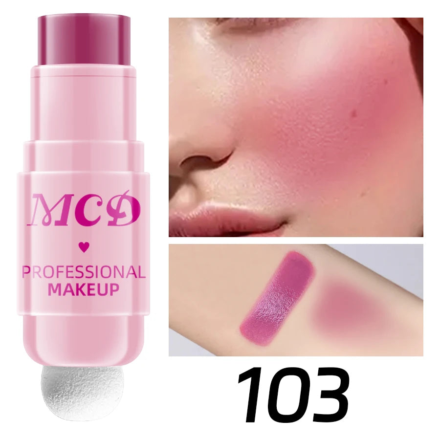 6Colors Makeup Blush Stick Lip Tinted Cooling Water Jelly Tint Jelly Blush Stick Bronzer Cheek and Nose Grooming Matte Blush