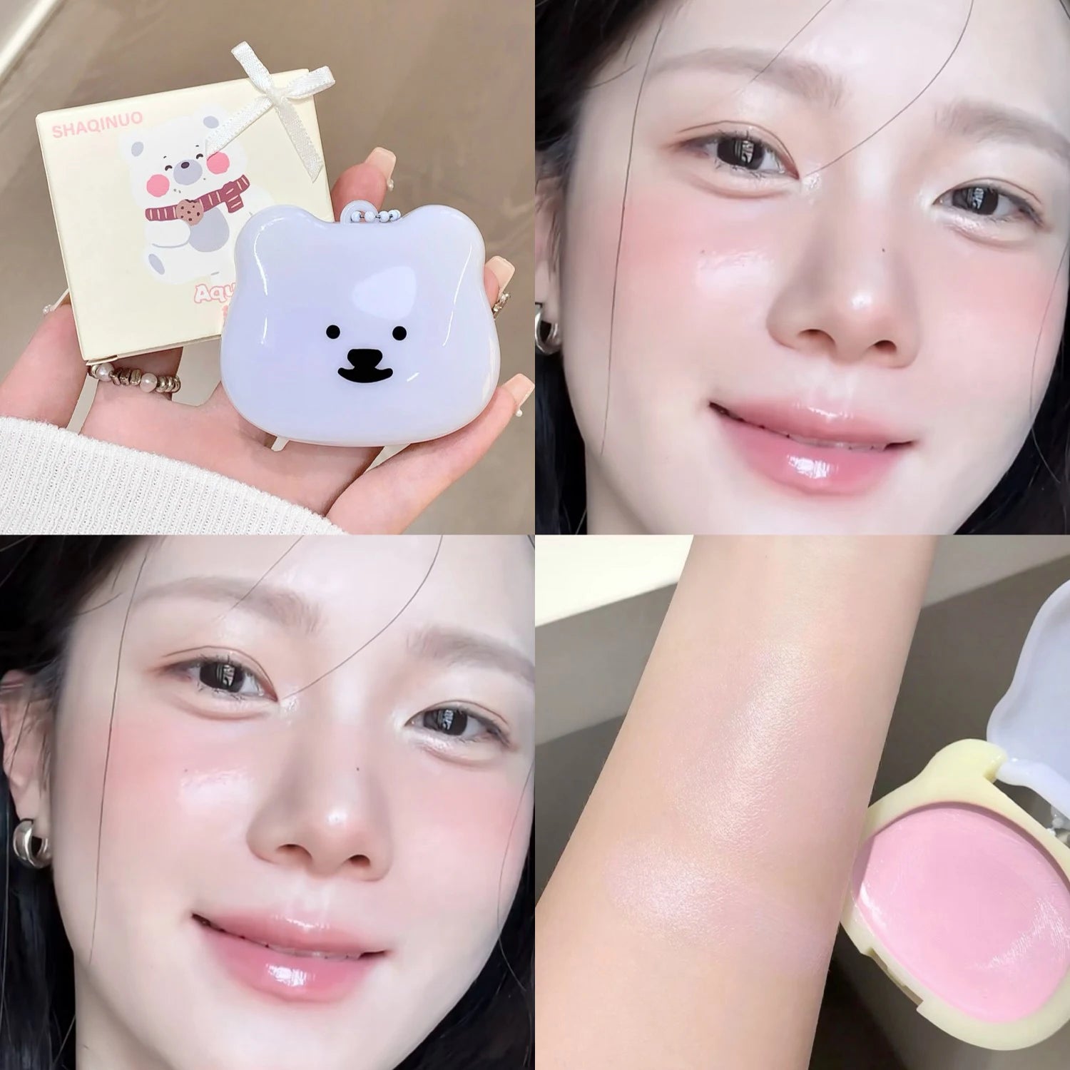 Watery Blush Cream SHAQINUO Moisturizing Jelly Glow Blush, Rouge Korean Makeup, Cream Texture, Low Saturation Brightening