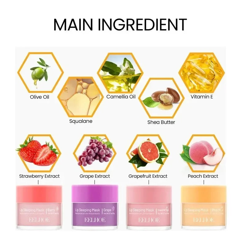 Moisturizing Sleeping Lip Mask Night Lips Care Multiple Colors Cute Makeup Maintenance Lip Anti-Cracking Lip Oil Care Cosmetics