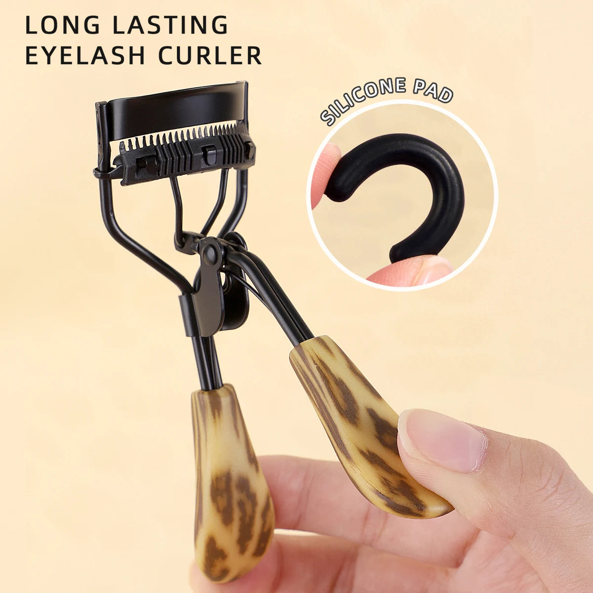 1PC portable eyelash curler, stainless steel leopard print handle eyelash curler, eyelash curling tool