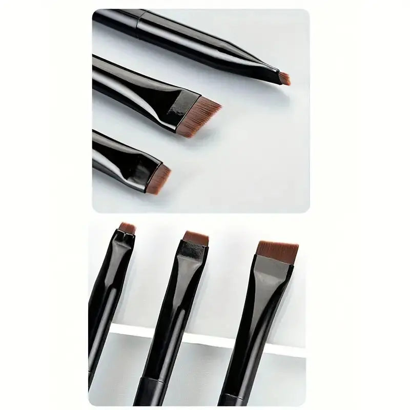 3-Piece Eyeliner & Eyebrow Brushes Set - Ultra-Fine & Flat Tips for Precise Control, High-Quality Precision Makeup Application