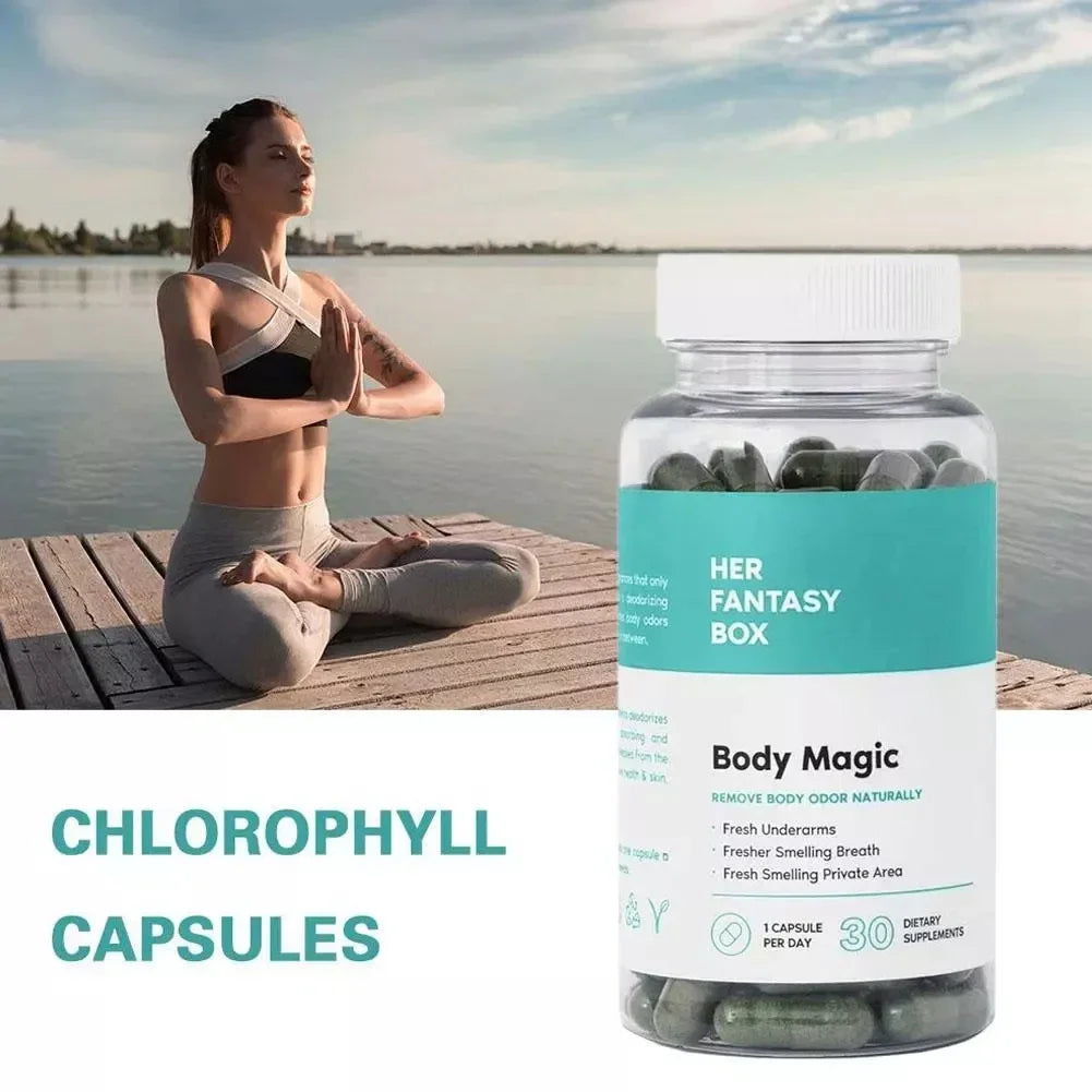 Chlorophyll - 30 Veggie Capsules for Detoxification, Digestion, Gut Health, Skin Support & Oily Skin - Natural Energy Booster