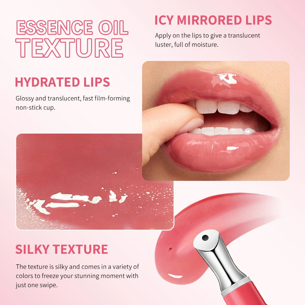 Lakerain Crystal Moisturizing Lip Oil Set of 6 Colors Pen Tip Design Long Lasting Tender Lip Balm Anti Dry Cracked Lip Makeup