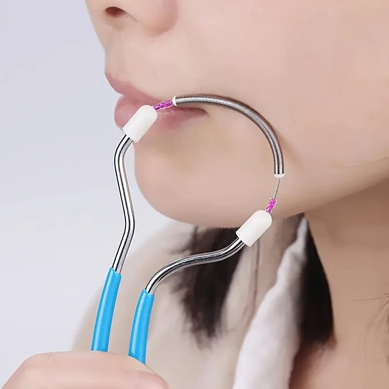 Facial Epilator for Women, Remove Unwanted Hair on Upper Lip, Chin, Face, Portable Handheld Spring Roller Epilator for Smooth Sk