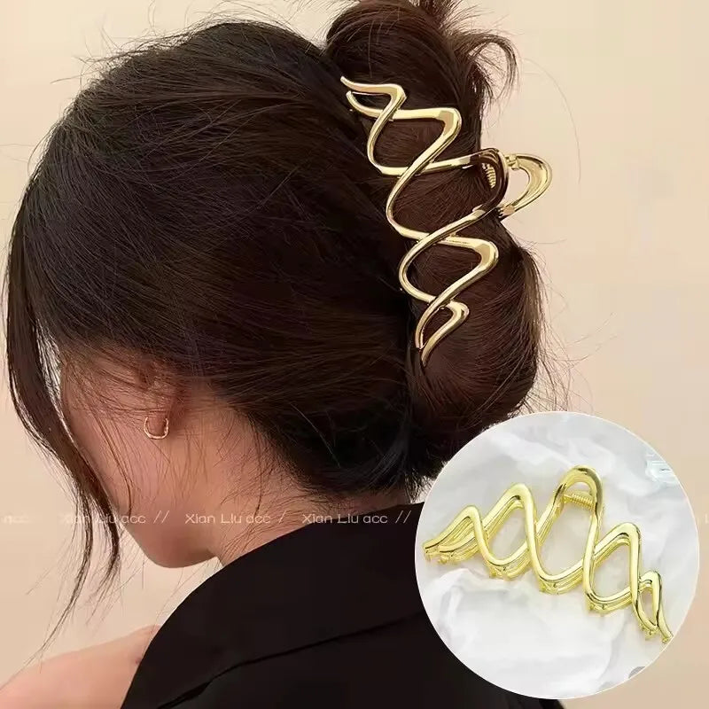 Metal Hair Clip Fashion Barrettes Korean Geometric Black Bow knot Hair Claw for Women Thick Thin Accessories Bath Crab Clamp