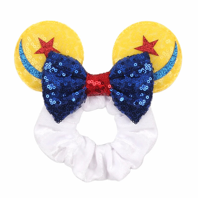 Women Ears Hair Scrunchies Velvet Hairbands For Girls Sequins Bows Headband Women Trip DIY Accessories Mouse Party Decor