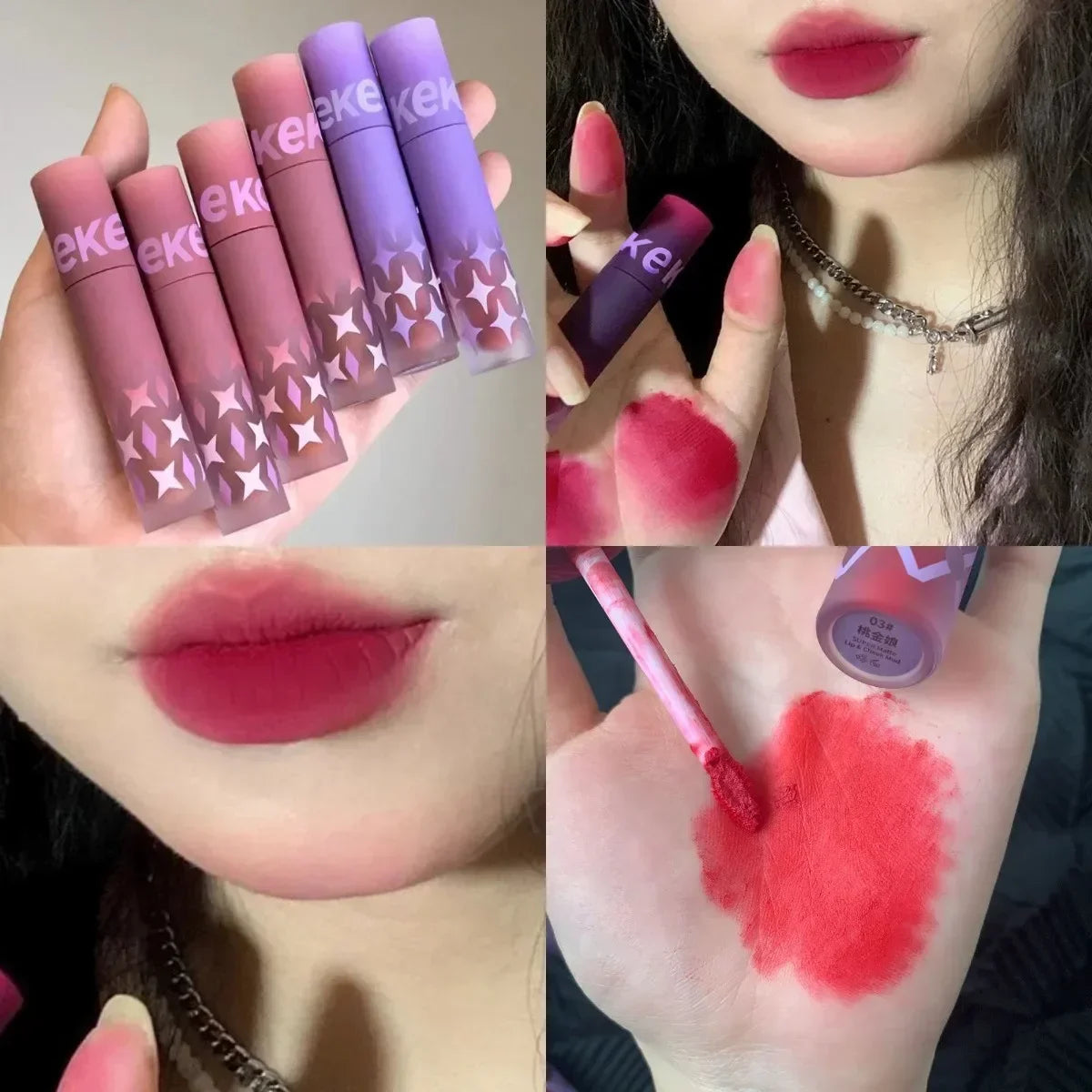 1pcs Punk Gothic Black Lipstick Matte Brown Lip Satin Red Lip Tint Waterproof Matte Liquid Liptsick Lip Gloss Korean Cosmetics