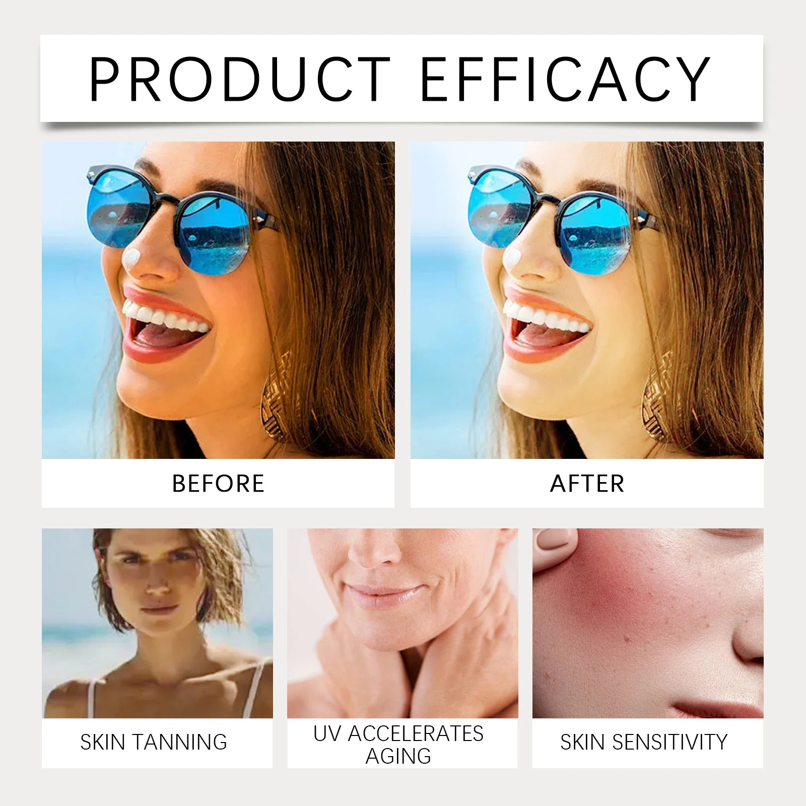 Moisturize Sunscreen Cream SPF 50+ Non greasy Prevent UV Lasting Hydrating Soothing Smoothing Face Sunscreen Cream for Summer